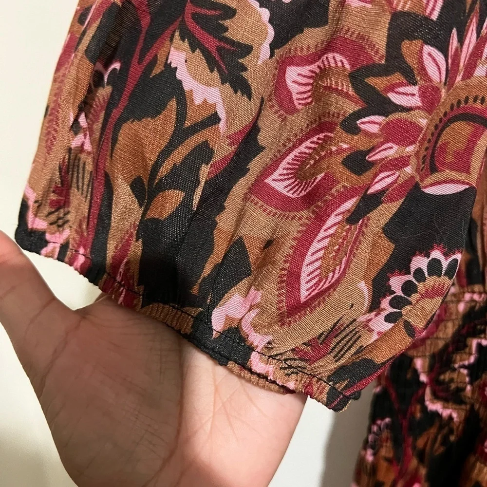 J gee Red and Black Puff Sleeve V-Neck Maxi Sundress - Picture 7 of 10